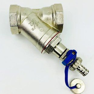 Фільтр механічного очищення 1 1/2" ВВ зі зливом 1/2" нікель KVANT Dis 32085 фото